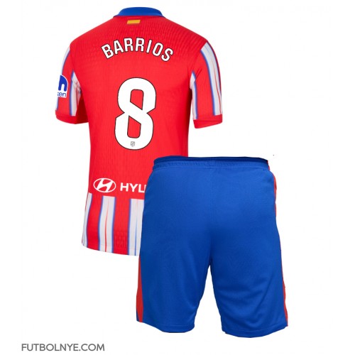 Camiseta Atletico Madrid Pablo Barrios #8 Primera Equipación para niños 2024-25 manga corta (+ pantalones cortos)